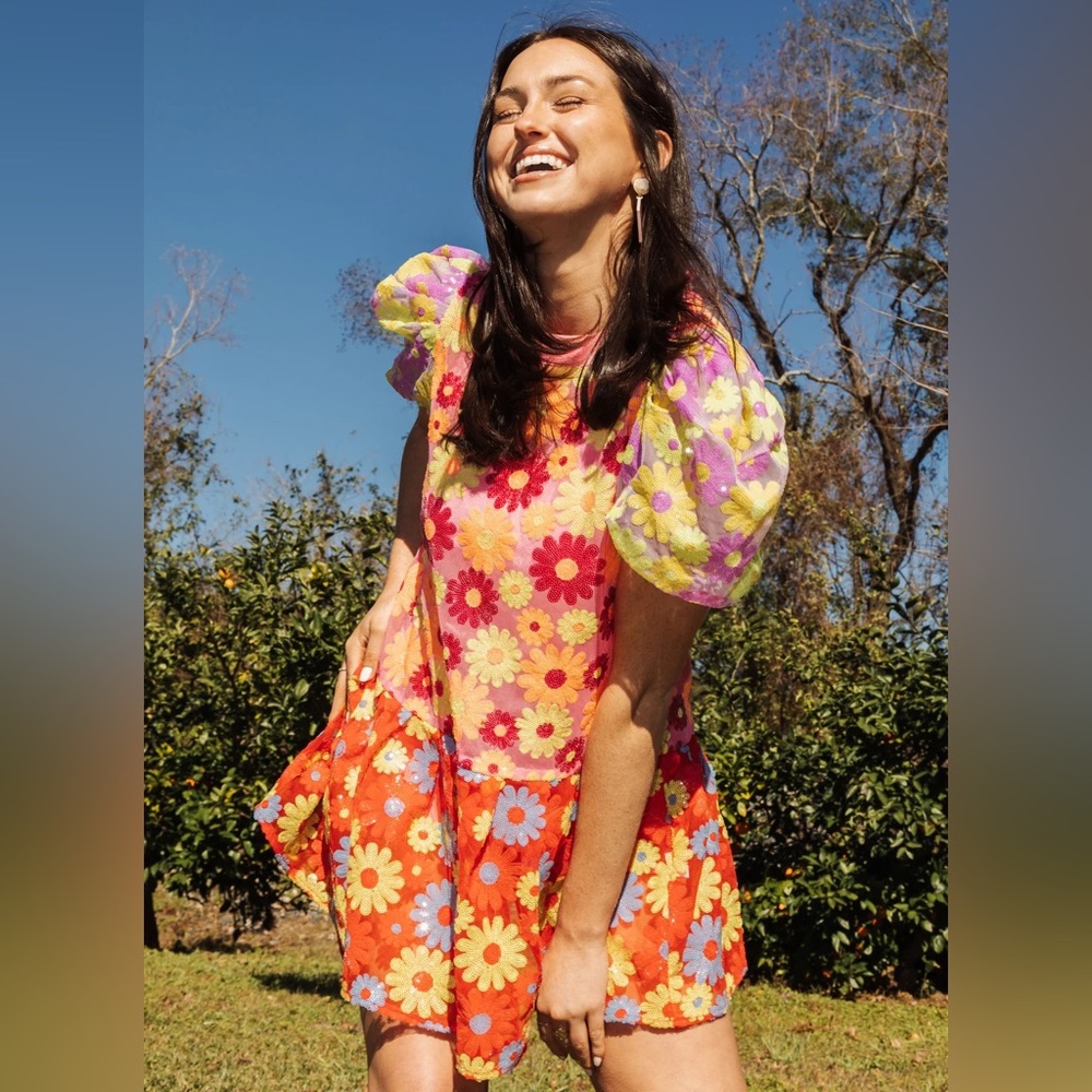 Queen of Sparkles • Colorblock Daisy Dress • S